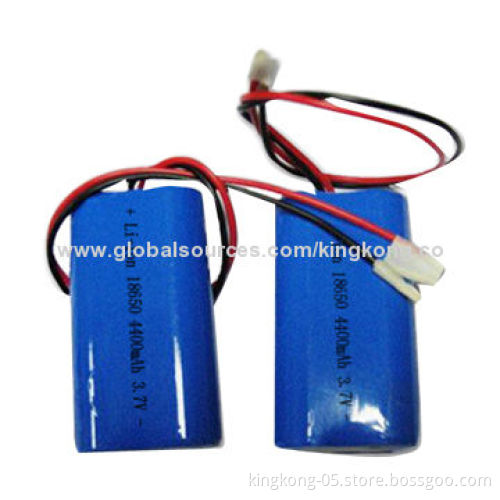 18650 3.7V Rechargeable Lithium Battery Packs with 4,400mAh Capacity, OEM Orders Welcomed